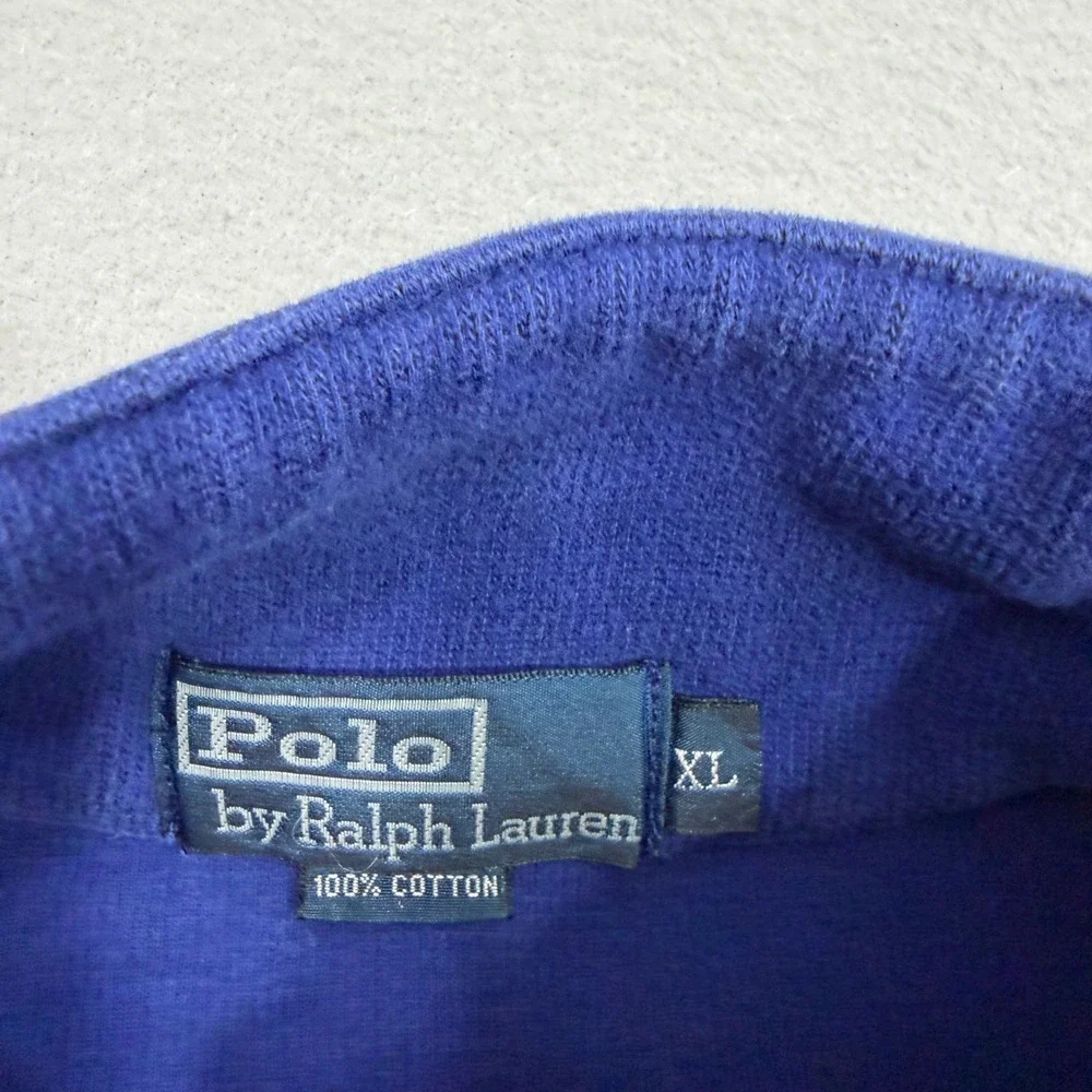 Vintage Polo Ralph Lauren Quarter Zip Mens Extra Large Blue Preppy 90s Pony Logo
